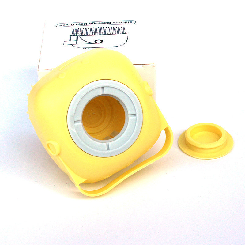 Cepillo Masajeador de Silicona 2 en 1 para Mascotas - Dispensador de Champú y Aseo Suave