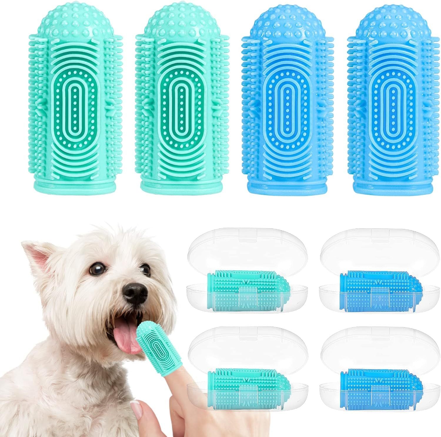 Kit de Cepillo de Dientes para Perros 🐶 | Cepillo de Dedo y Cepillo 360° PAWLI